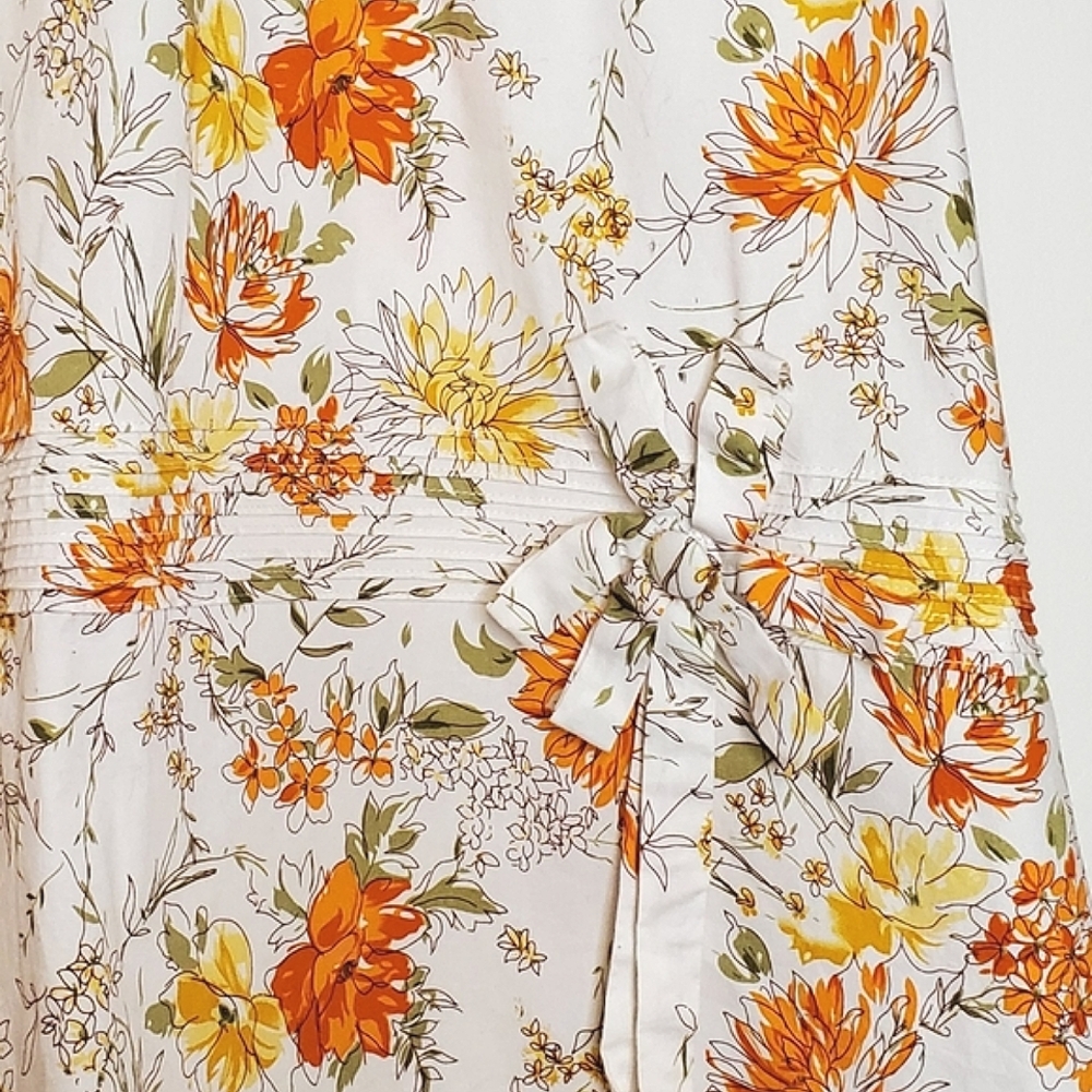 Springtime Song Orange, Green, Yellow and White Floral Print Halter Dress - Picture 15 of 16